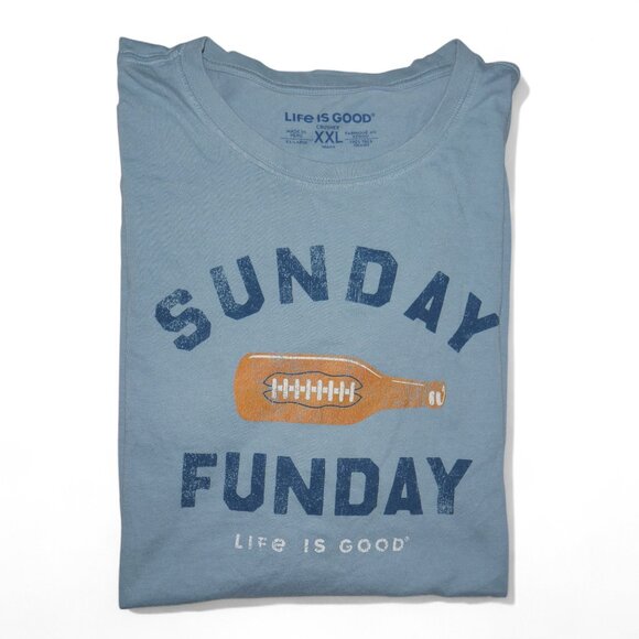 Life is Good T-Shirt Sunday Funday Football Graphic Tee Men Size 2XL EUC - Picture 1 of 6